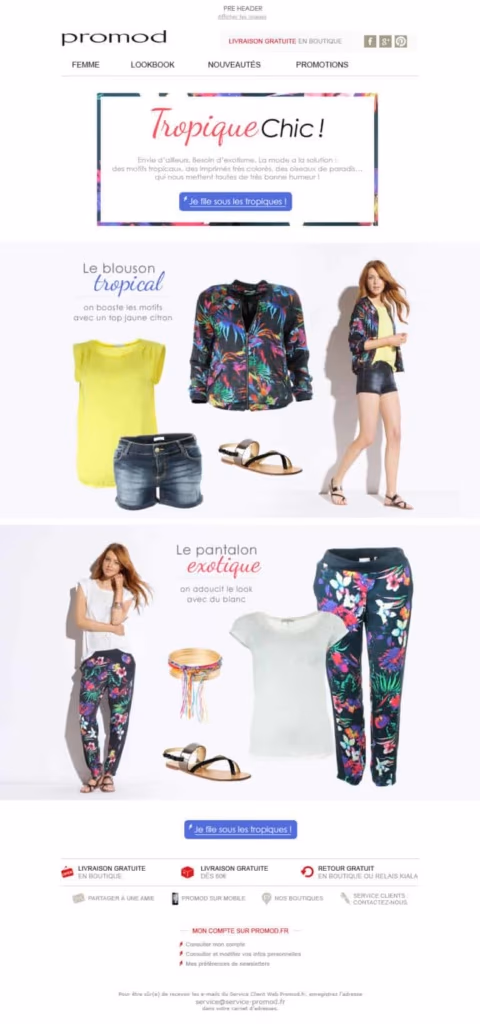 webpage of an online store with a display of clothes